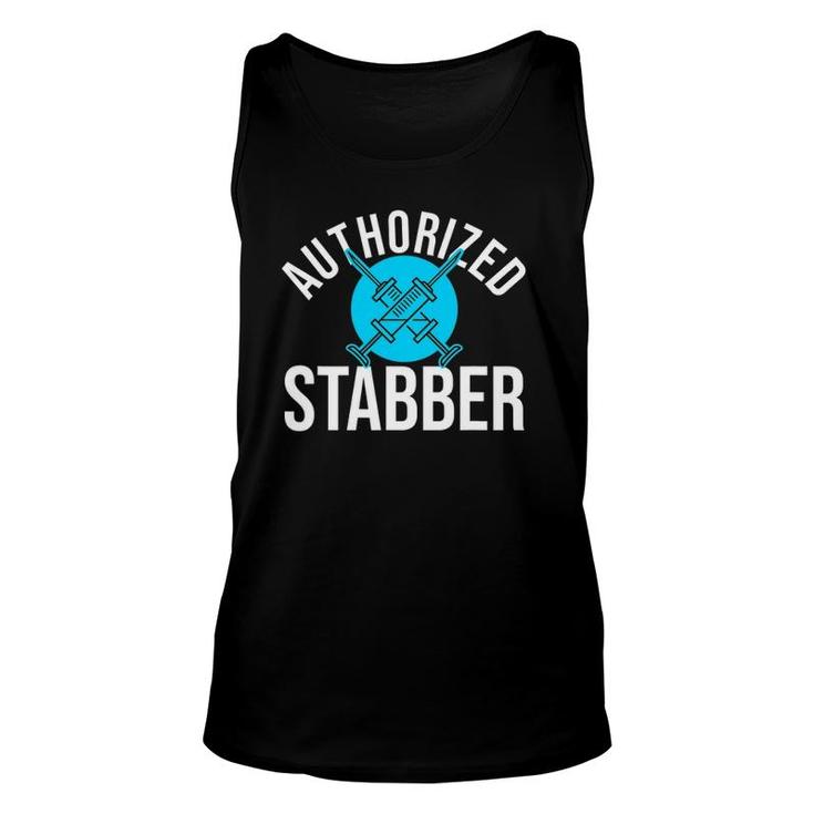 Funny Phlebotomist Quote Gift Authorized Stabber Graduate Unisex Tank Top