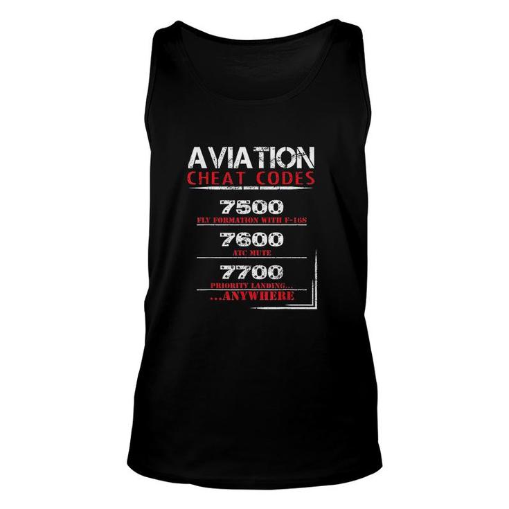 Funny Pilot Aviation Cheat Codes Unisex Tank Top