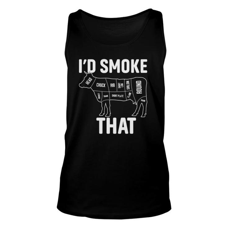 Funny Retro Bbq Party Smoker Chef Dad - I'd Smoke That Unisex Tank Top