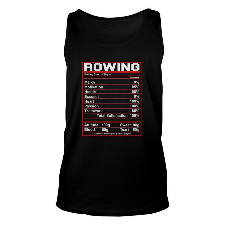Funny Rowing Nutrition Facts Rower Team Unisex Tank Top