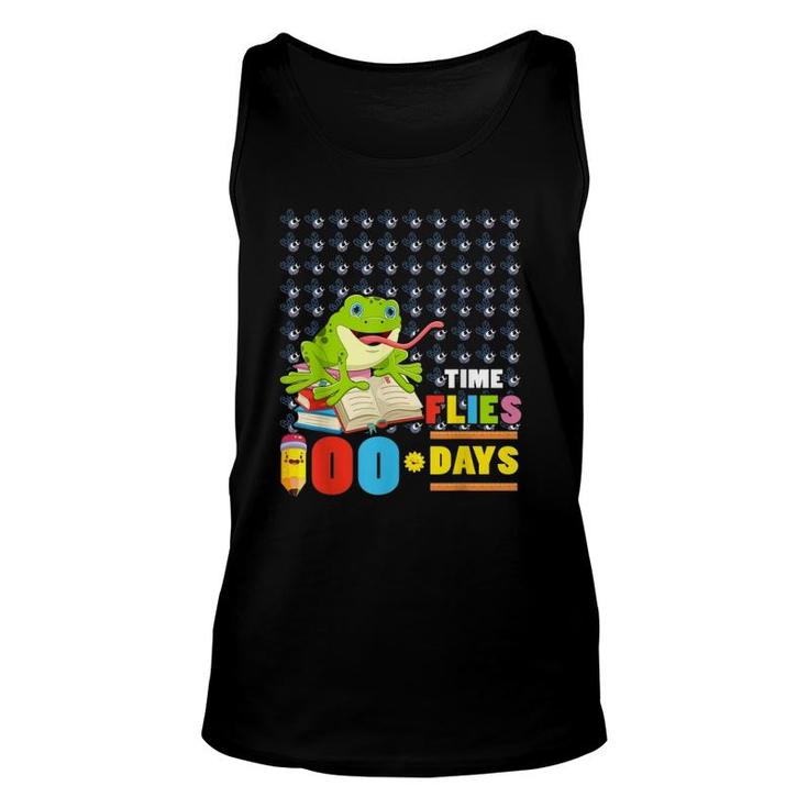 Funny Time Flies 100 Days Frog Lovers 100Th Day Of School Unisex Tank Top