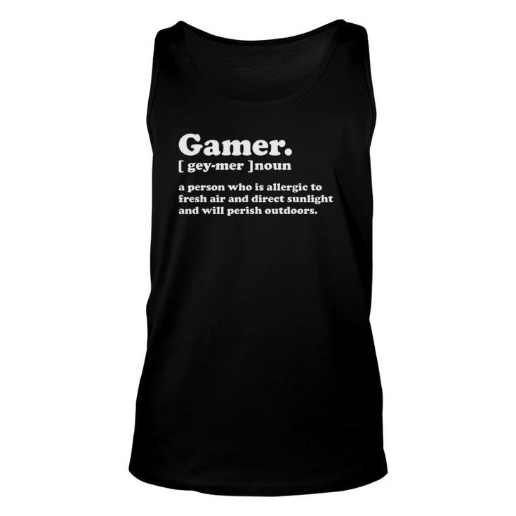 Gamer Definition Funny Gaming Video Game Unisex Tank Top