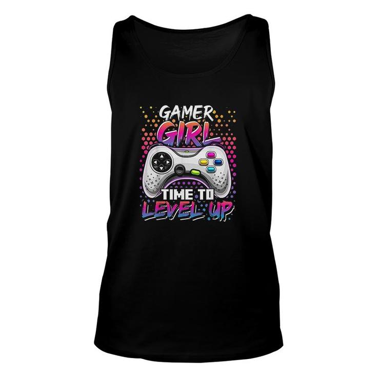 Gamer Girl Time To Level Up Video Game Birthday Gift Girls Level Up Birthday Unisex Tank Top