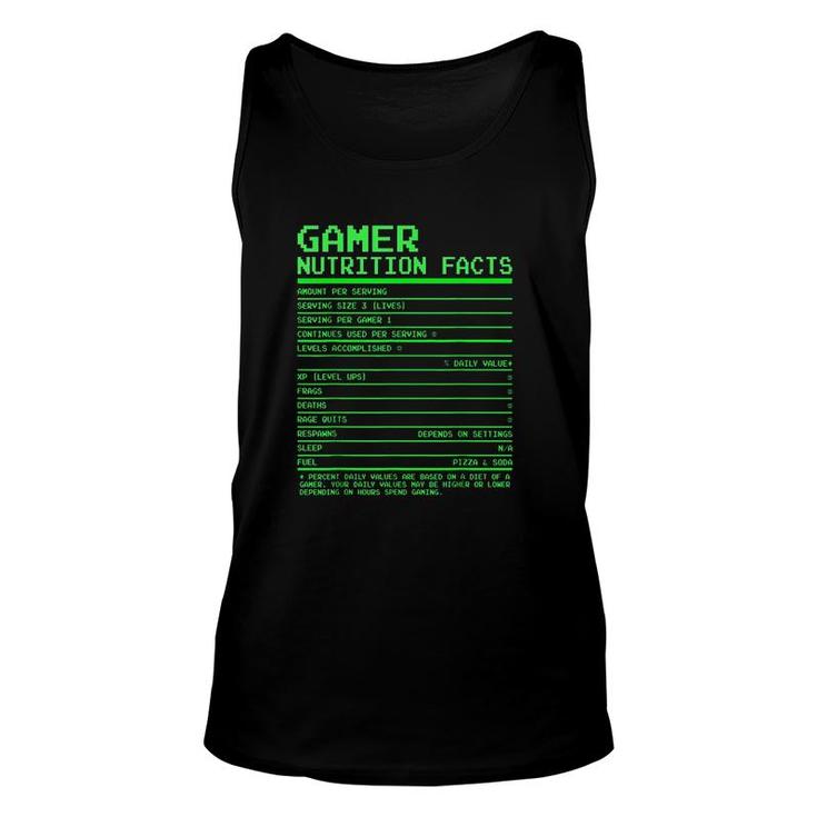 Gamer Nutrition Facts Gifts Unisex Tank Top