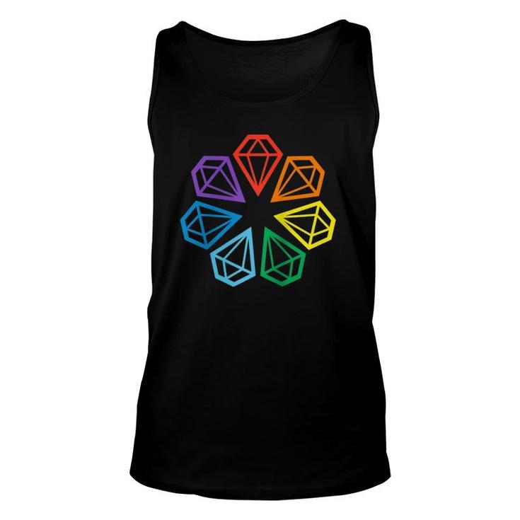 Gay Pride Lgbt Rainbow Minimalist Polygon Diamonds  Unisex Tank Top