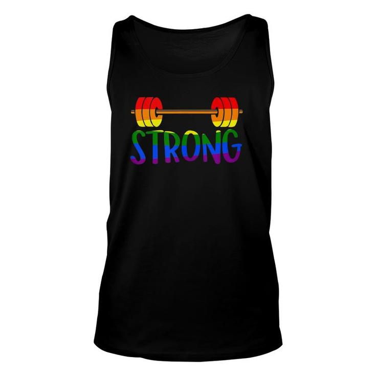Gay Pride Strong Gym Rainbow Barbell  Unisex Tank Top