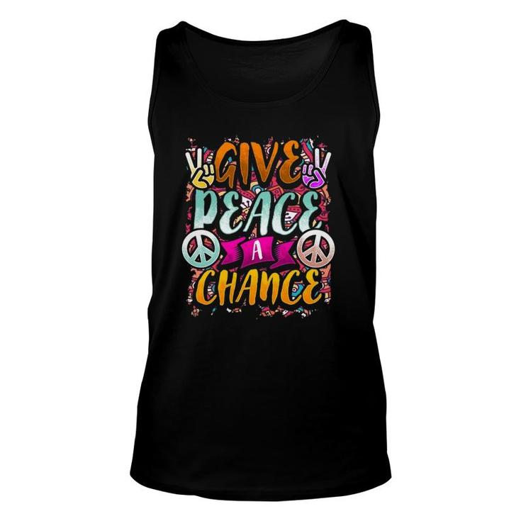Give Peace A Chance Flower Power Hippie Retro 60S 70S Unisex Tank Top