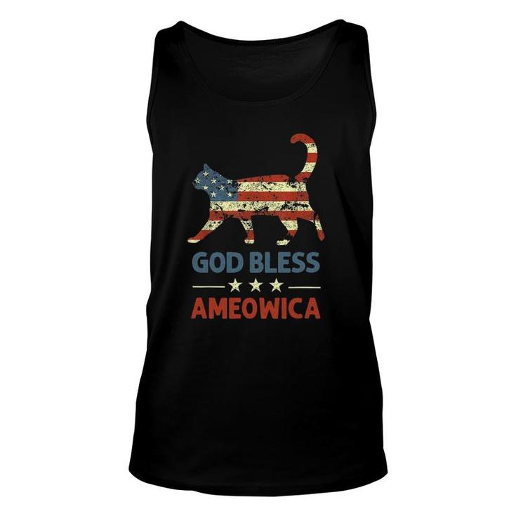 God Bless Ameowica Funny Patriotic Cat 4 July Stars Stripes Unisex Tank Top