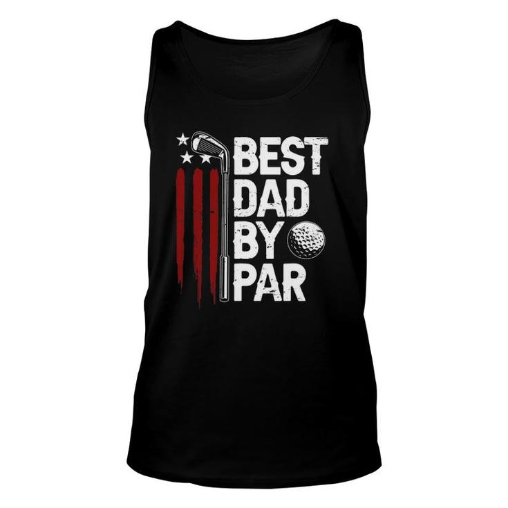 Mens Golf Best Dad By Par Daddy Golfer American Flag Father's Day Tank Top