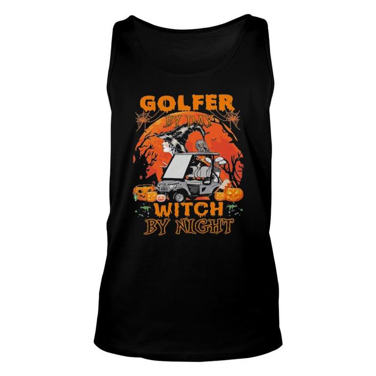 Golf Cart Golfer By Day Witch By Night Halloween  Unisex Tank Top
