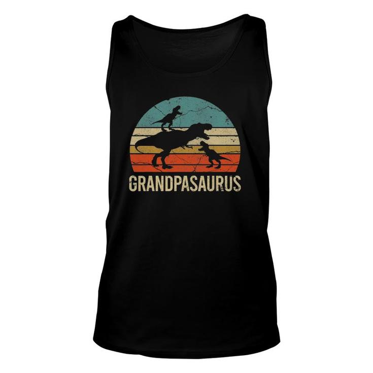 Grandpa Dinosaur Gift Funny Grandpasaurus 2 Two Grandkids Unisex Tank Top