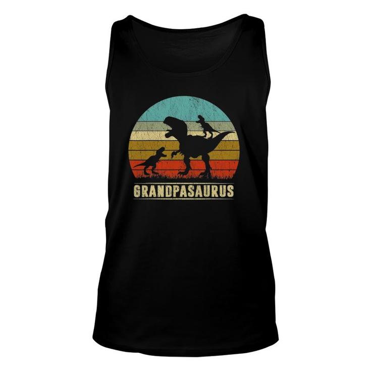 Grandpa Dinosaur Grandpasaurus 2 Two Kids Father's Day Unisex Tank Top