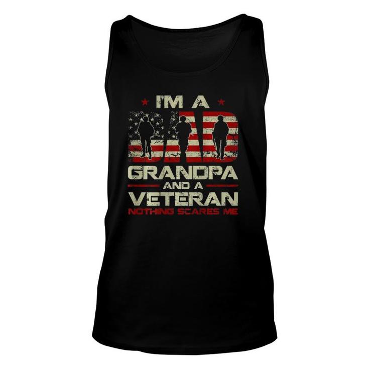 Gun American Flag I'm A Dad Grandpa And A Veteran On Back Unisex Tank Top
