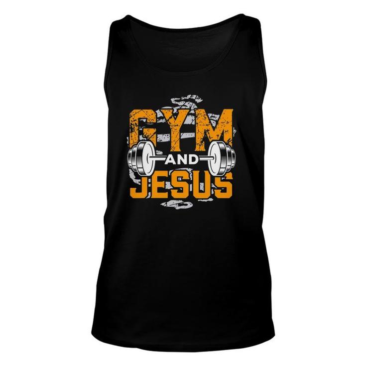 Gym And Jesus  Jesus Workout Jesus Christian Fitness Unisex Tank Top