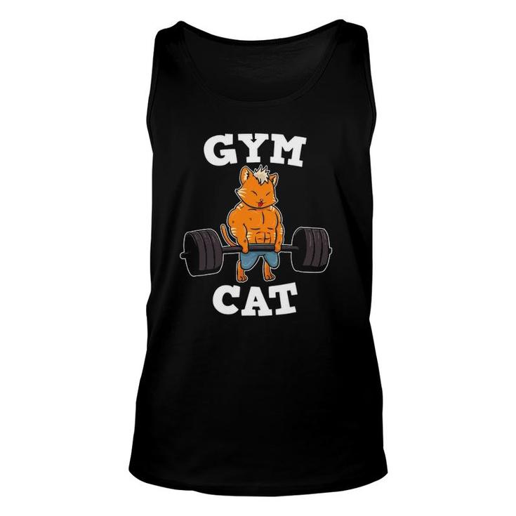 Gym Cat Fitness Deadlift Weights Exercise Kitten Gift Idea Unisex Tank Top