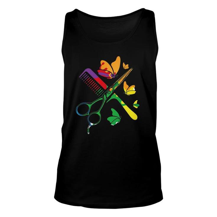 Hairdresser Gay Pride Lgbtq Scissors Cool Beautician Gifts Unisex Tank Top