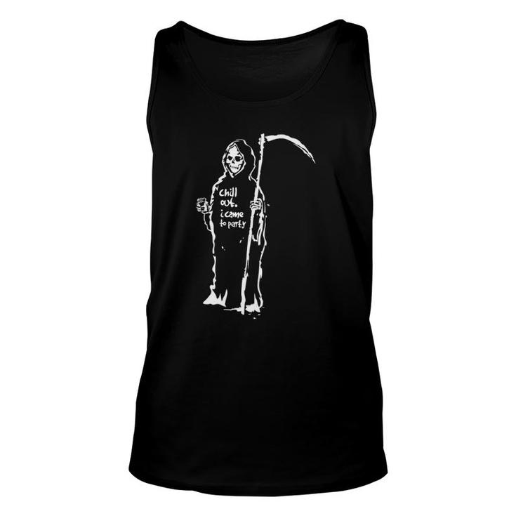 Halloween Costume Reaper Grim Chill Out I Came To Party Unisex Tank Top