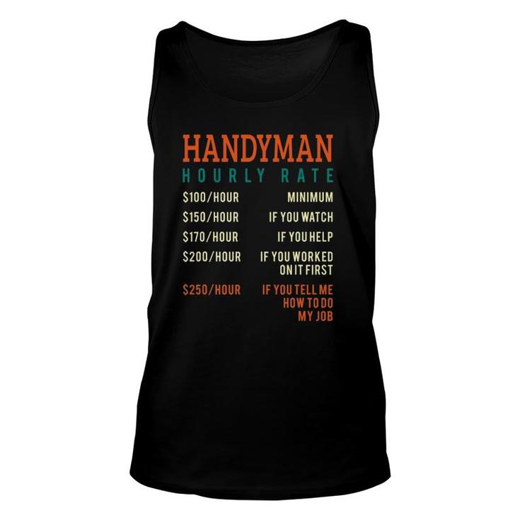 Handyman Hourly Rate Price Chart For A Handyman Or Dad Tank Top