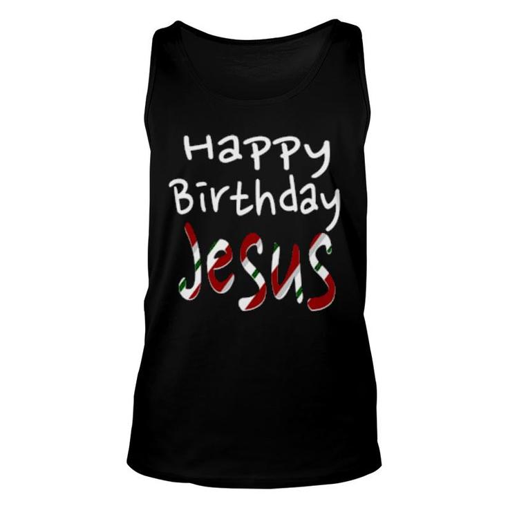 Happy Birthday Jesus Christmas Candy Cane Christian  Unisex Tank Top