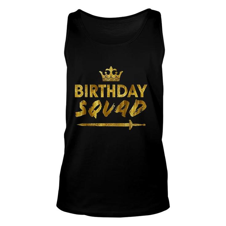 Happy Birthday Squad King Crown Sword Party Golden Cruise  Unisex Tank Top