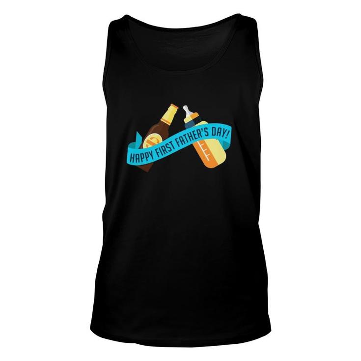 Happy First Father's Day Baby Bottle Unisex Tank Top