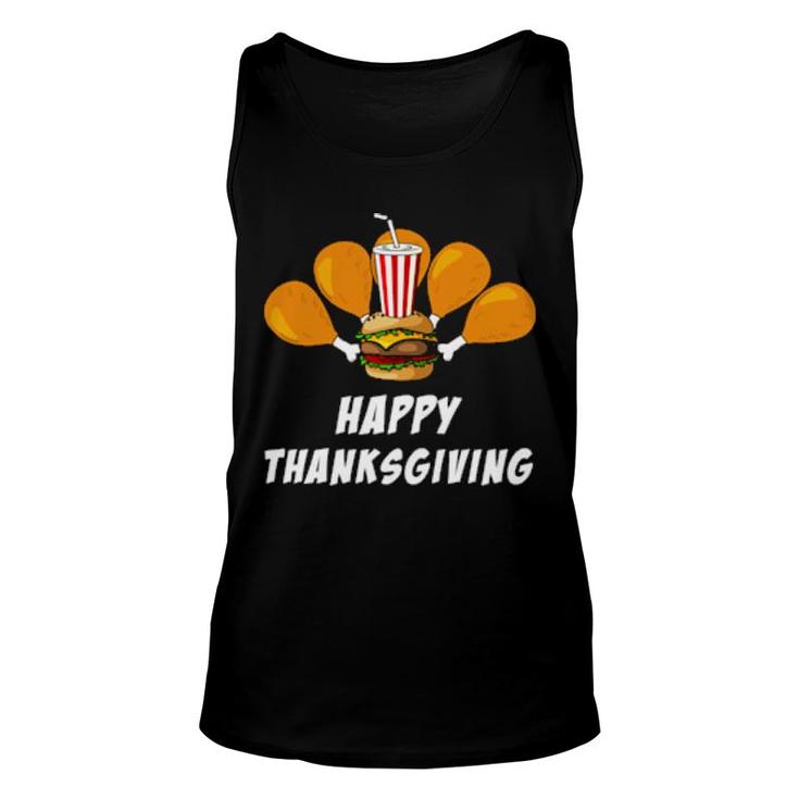 Happy Thanksgiving Turkey Chicken Leg Hamburger Soda  Unisex Tank Top