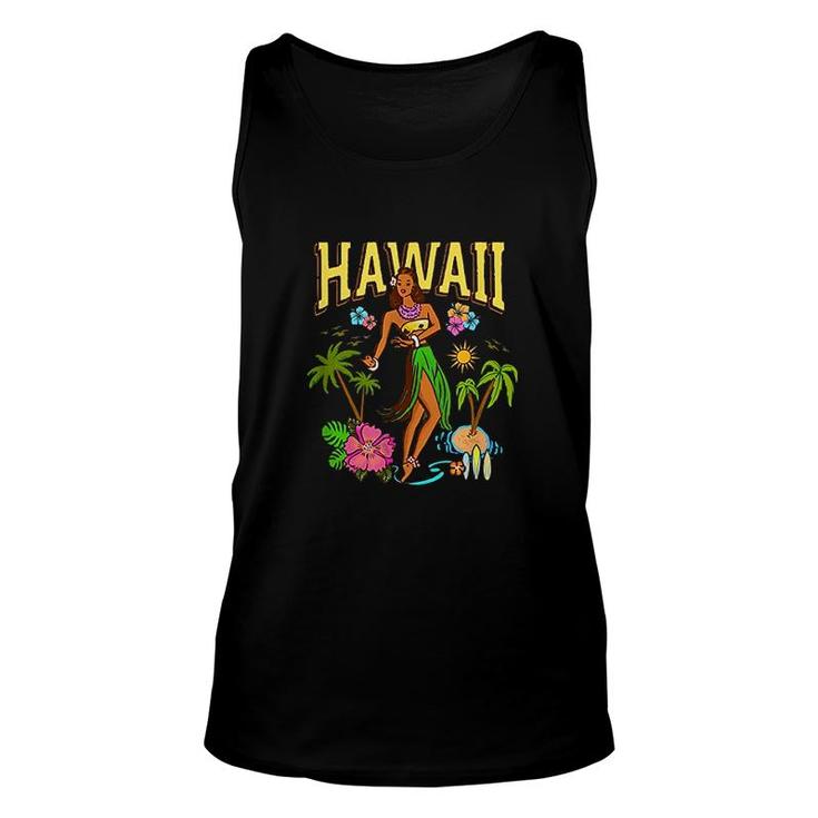 Hawaii Aloha Beach Tiki Retro Vintage Pinup Hula Girl  Unisex Tank Top