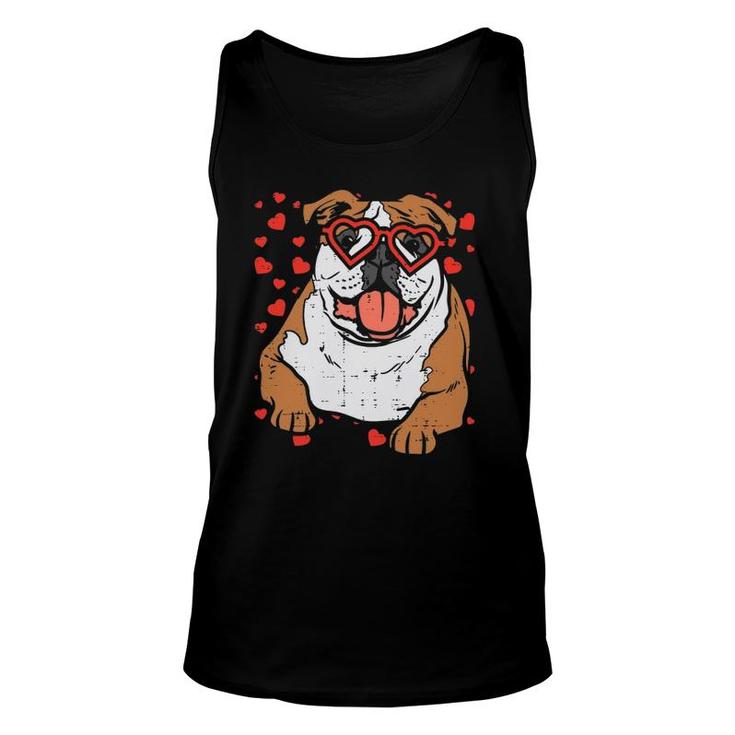 Heart Glasses English Bulldog Cute Valentines Day Dog Gift Unisex Tank Top