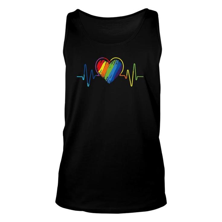 Heartbeat Rainbow Lgbt Love Is Love Gay Pride Unisex Tank Top