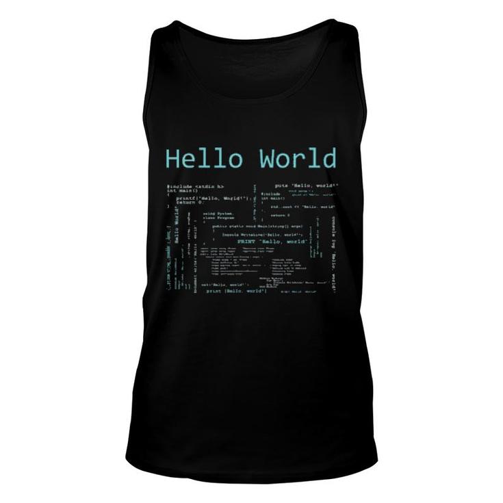 Hello World - Computer Programming Languages Unisex Tank Top