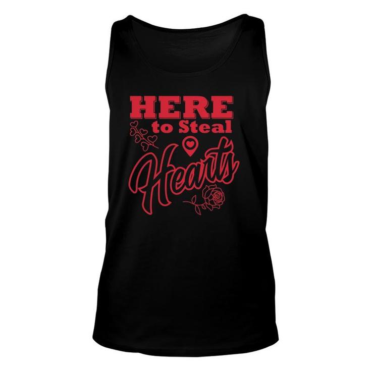 Here To Steal Hearts Valentine's Date Gift Unisex Tank Top