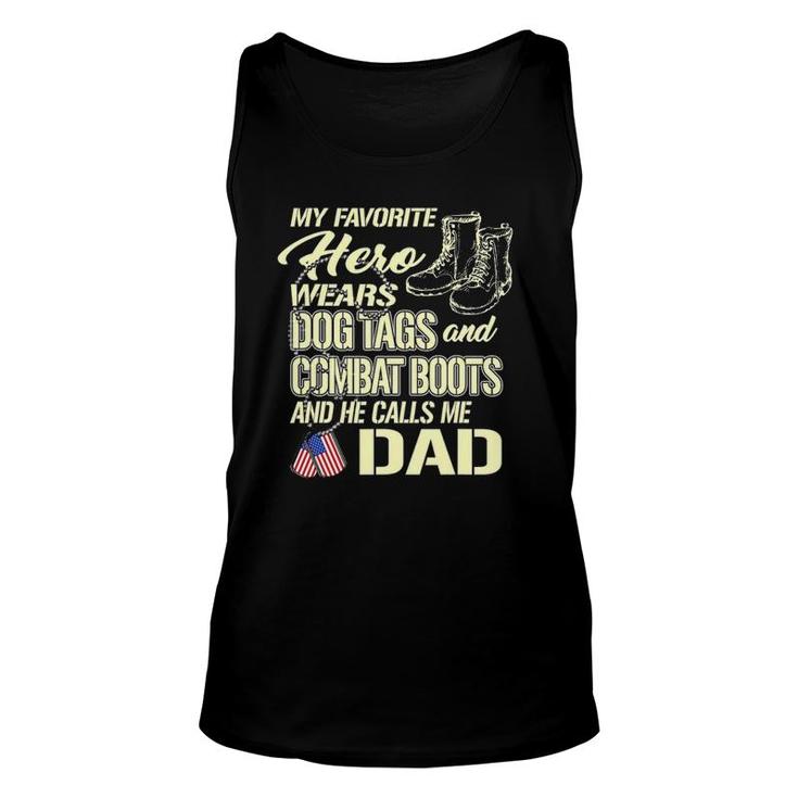 Hero Wears Dog Tags Combat Boots Proud Army Dad Father Gift Unisex Tank Top