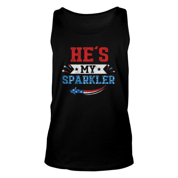 Womens He's My Sparkler Hers And His 4Th Of July Matching Couples Tank Top