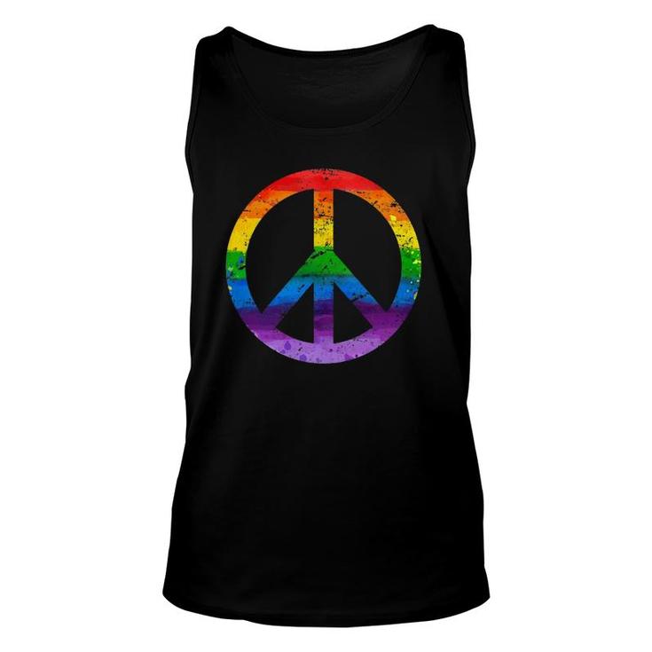 Hippie Peace Sign Lgbt Flag Rainbow Pride Gay Lesbian Flags Unisex Tank Top