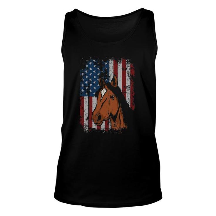 Horse American Flag Patriotic Horseback Riding Farm Gift Unisex Tank Top