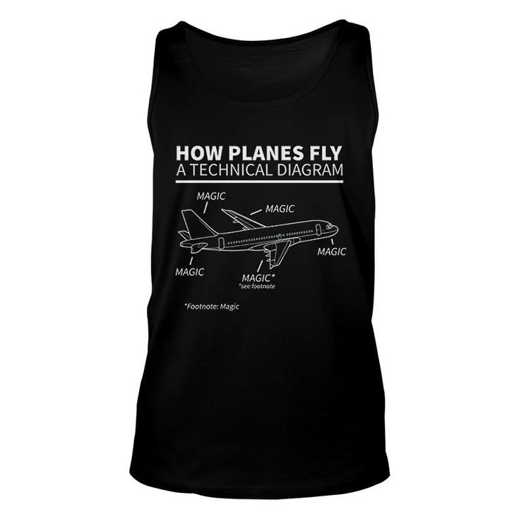 How Planes Fly Magic Funny Pilot Unisex Tank Top
