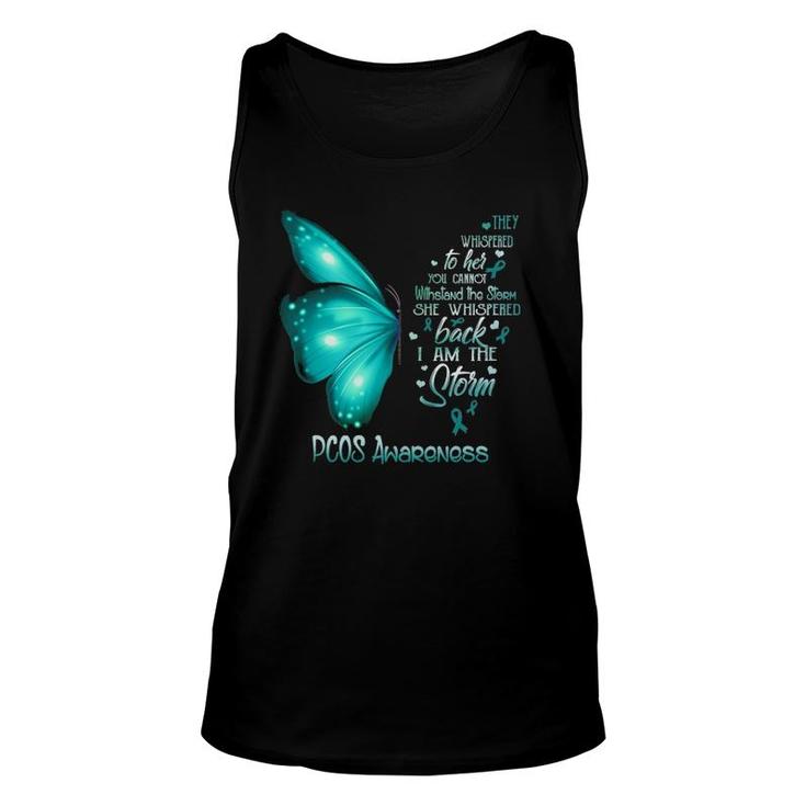 I Am The Storm Pcos Awareness Butterfly Unisex Tank Top