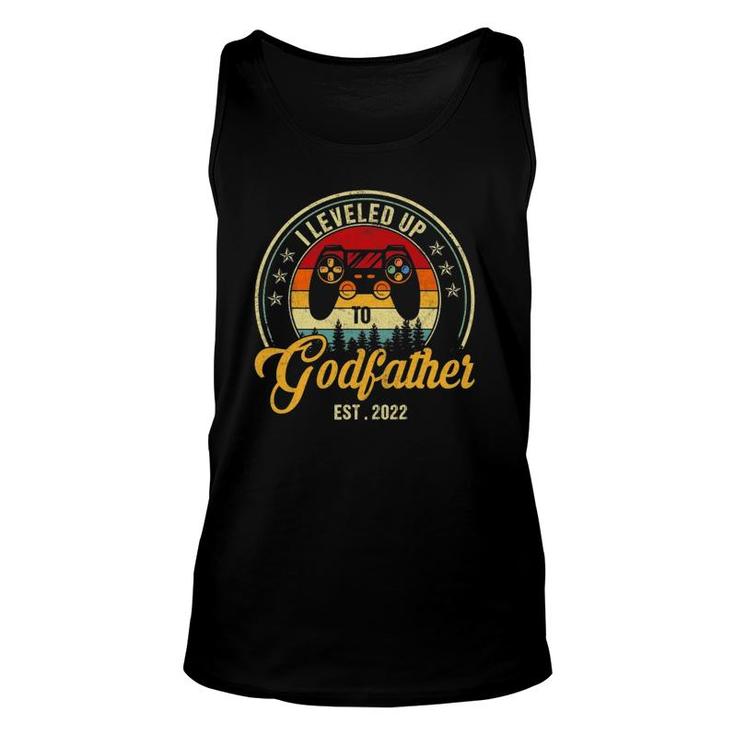 I Leveled Up To Godfather 2022 New Godfather Soon To Be Dad Unisex Tank Top