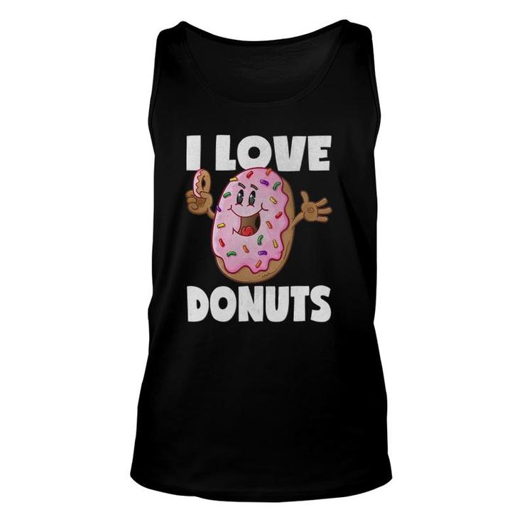 I Love Donuts Funny Vintage Baked Fried Donut Love Unisex Tank Top