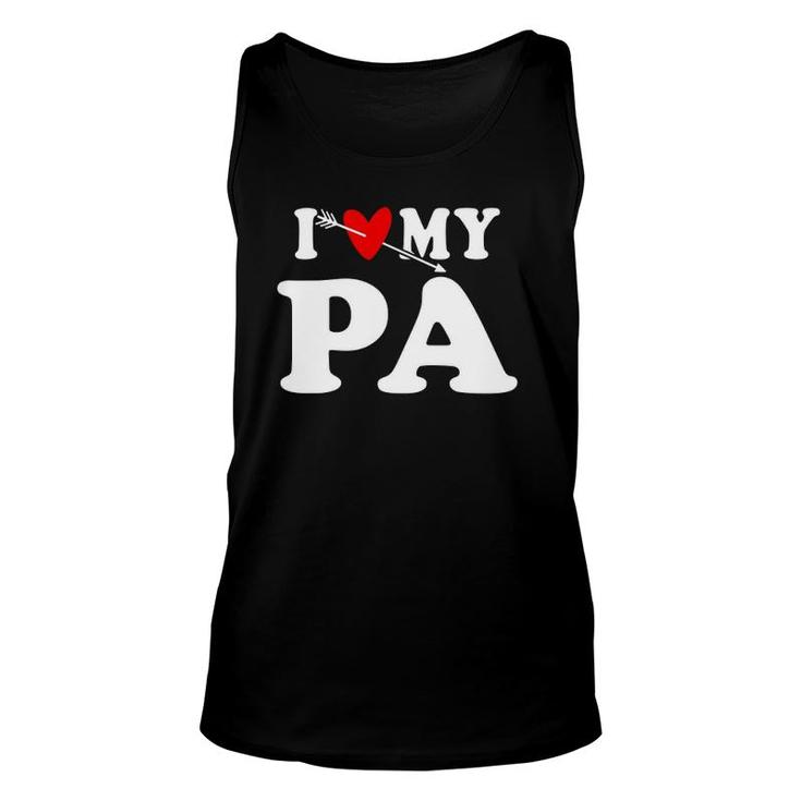 I Love My Pa With Heart Father's Day Wear For Kid Boy Girl Unisex Tank Top