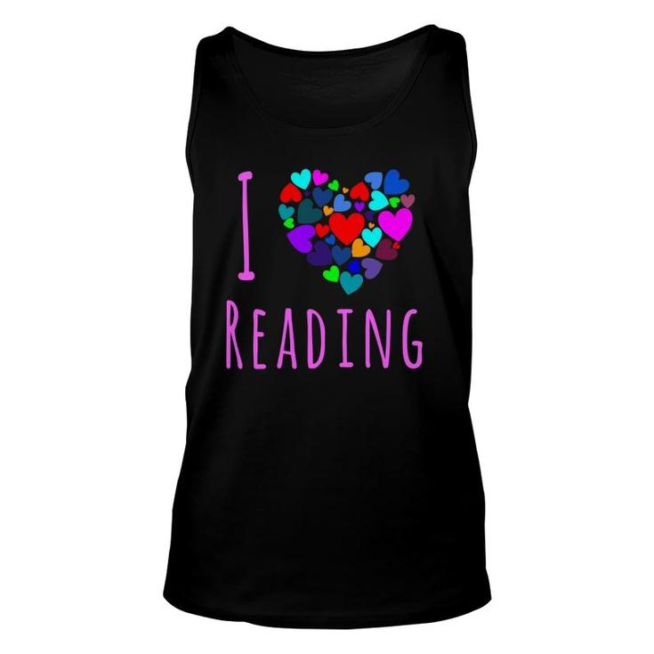 I Love Reading - Heart Love Books  Reading Club Unisex Tank Top