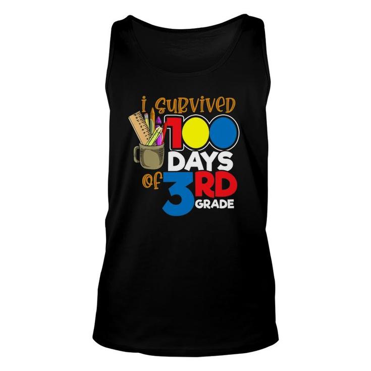 I Survived 100 Days Of 3Rd Grade Funny 100 Days Of School Unisex Tank Top