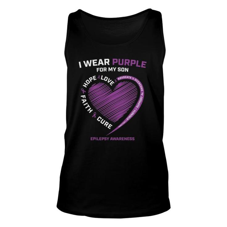 I Wear Purple For My Son Epilepsy Awareness Mom Dad Women Unisex Tank Top