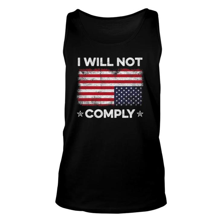 I Will Not Comply Upside Down Usa Flag American Flag Unisex Tank Top