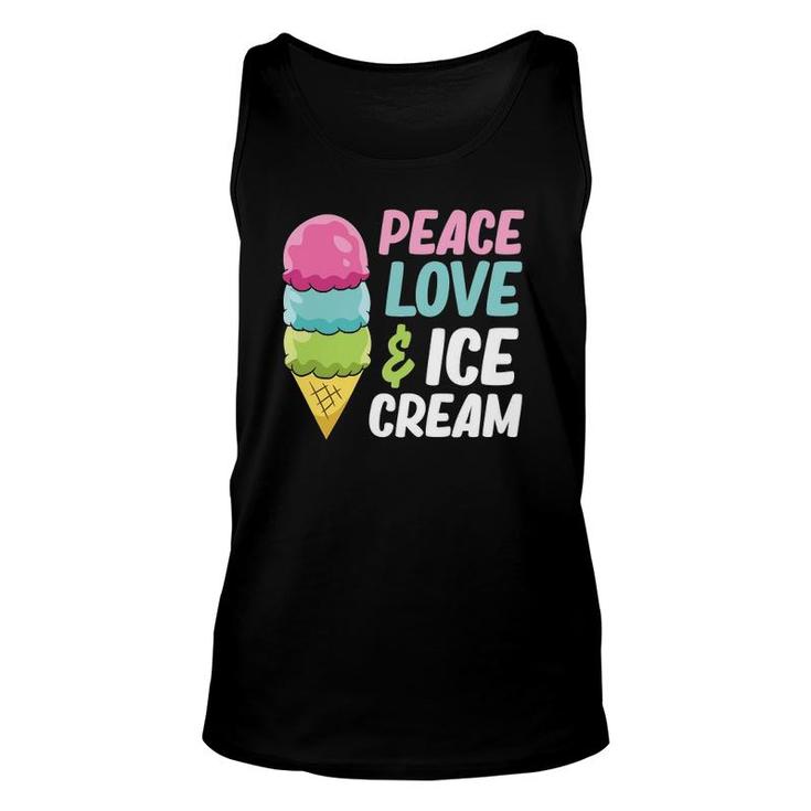 Ice Cream Peace Love And Ice Cream Unisex Tank Top