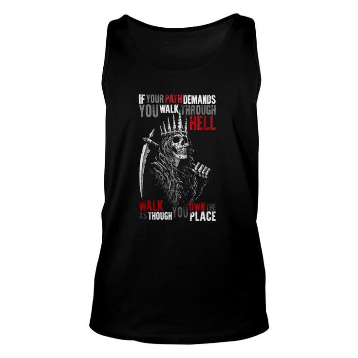 If Your Path Demands You Walk Through Hell Skeleton Vintage Unisex Tank Top
