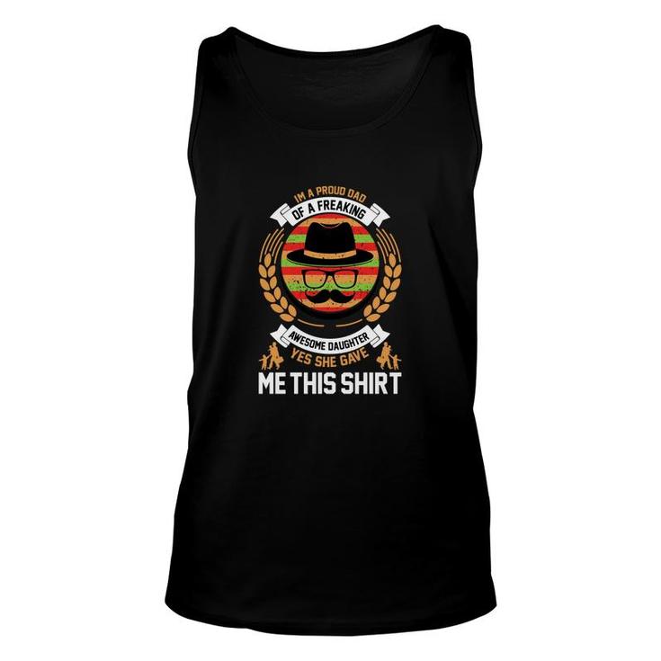 Im A Proud Dad Of A Freaking Awesome Daughter Orange Circle Unisex Tank Top