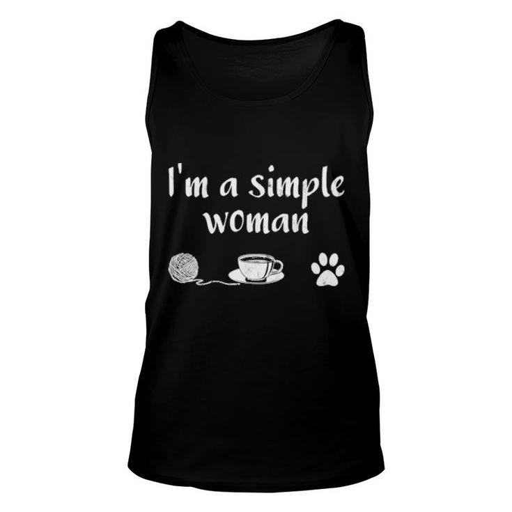 I'm A Simple Loves Knitting Coffee Dog Cat Paw  Unisex Tank Top