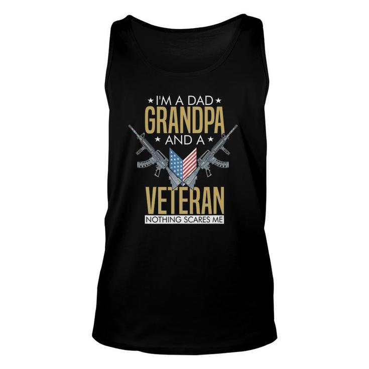 Mens I'm A Dad Grandpa Veteran Nothing Scares Me Patriotic Tank Top
