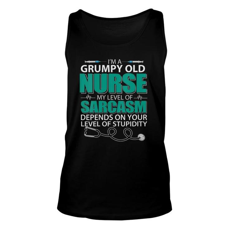 Womens I'm A Grumpy Old Nurse My Sarcasm Depends On Your Stupidity Tank Top